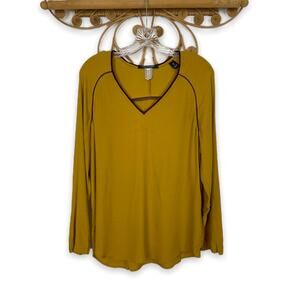 SCOTCH & SODA mustard yellow V neck top s